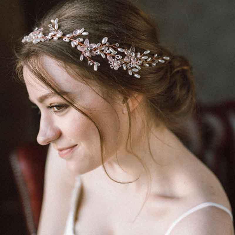 

New Bride Wedding Crystal Pearls Beads Headbands Flower Crown Bridal Bridesmaid Hair Decorations Party Headdress Headpiece ML144
