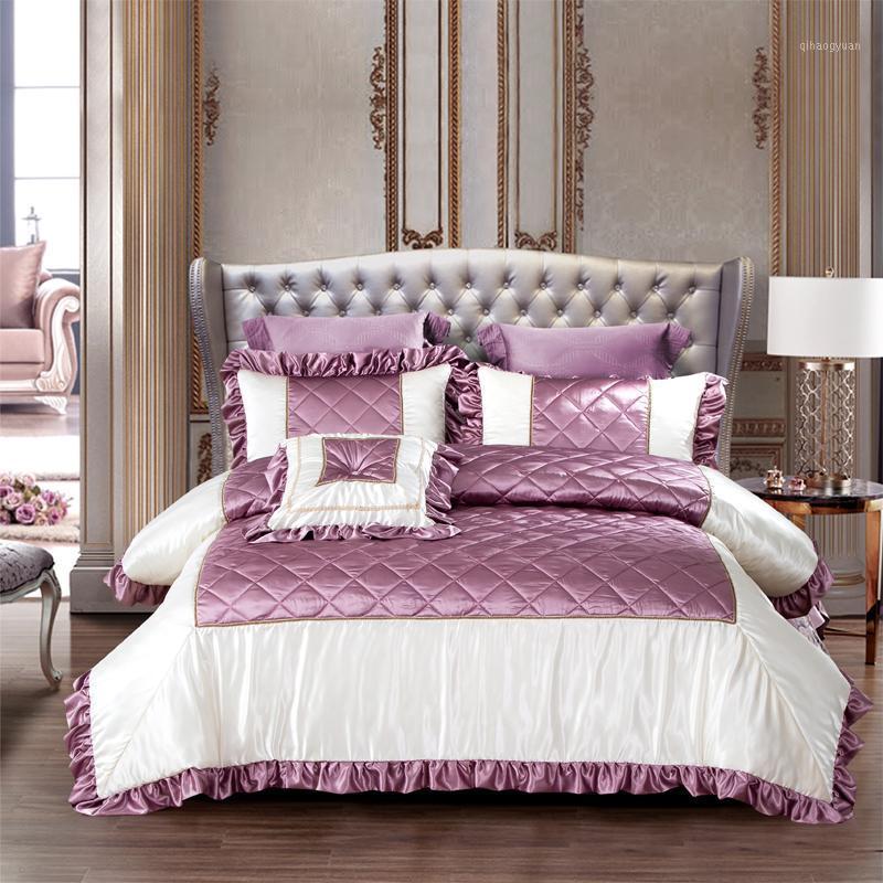 

Silk Cotton Luxury Bedding set King size Wedding Beddings and Bed set Duvet Cover Bedspread parure de lit adulte ropa de cama1, Green