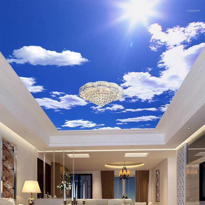 

Dropship Blue Sky White Clouds Photo Wallpaper Custom Ceiling Mural Hotel Dining Room Frescoes Home Decor Papel De Parede 3D1, As pic