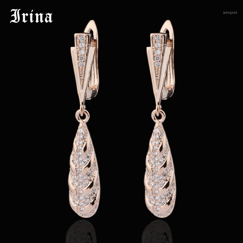 

Dangle & Chandelier Irina 585 Elegant Cubic Zirconia Water Drop Earrings For Bridal Rose Gold Color Micro Insert Romantic Earrings1