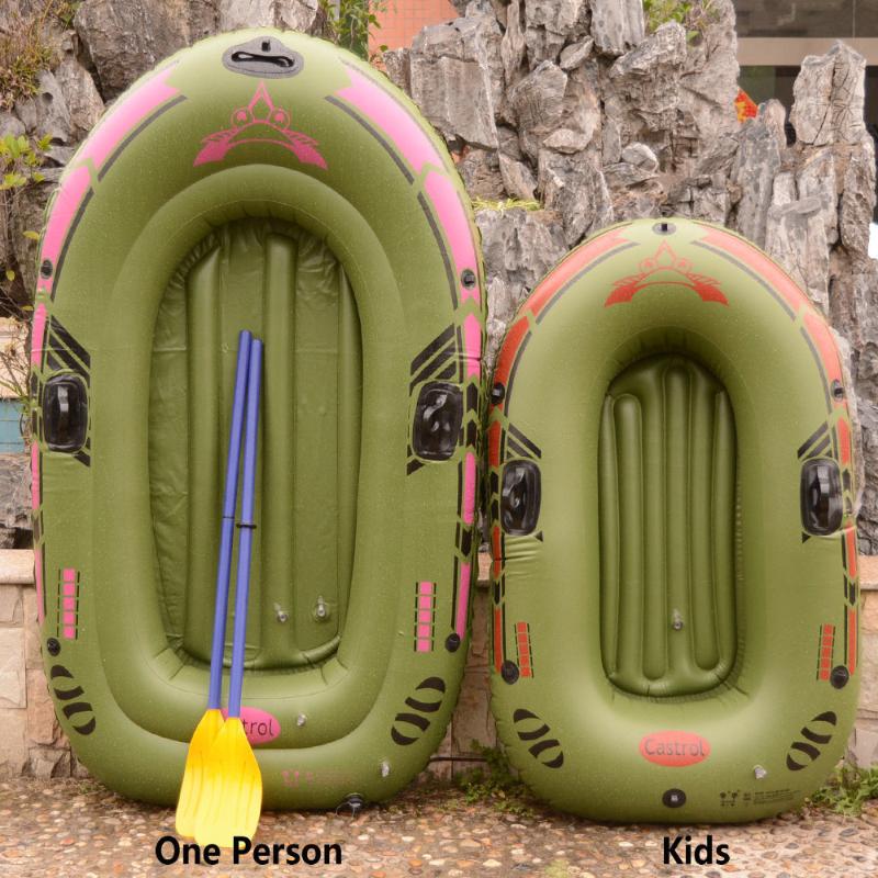 

One Person Inflatable Rowing Boat Bearing 65KG High Strength PVC Rubber Fishing Boat Set with Paddles Pump Patching Kit 140x90cm