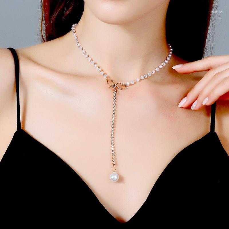 

2020 Bohemian Double Layer Crystal Chain Pearl Choker Necklace Women Korean Style Pearl Pendant Necklace Fashion Jewelry Collar1