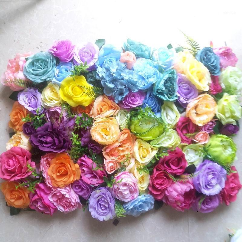 

SPR colorful hydrangea rose flower wall panels wedding backdrop artificial flower row arch runner decorative flore arrangement1, Picture style