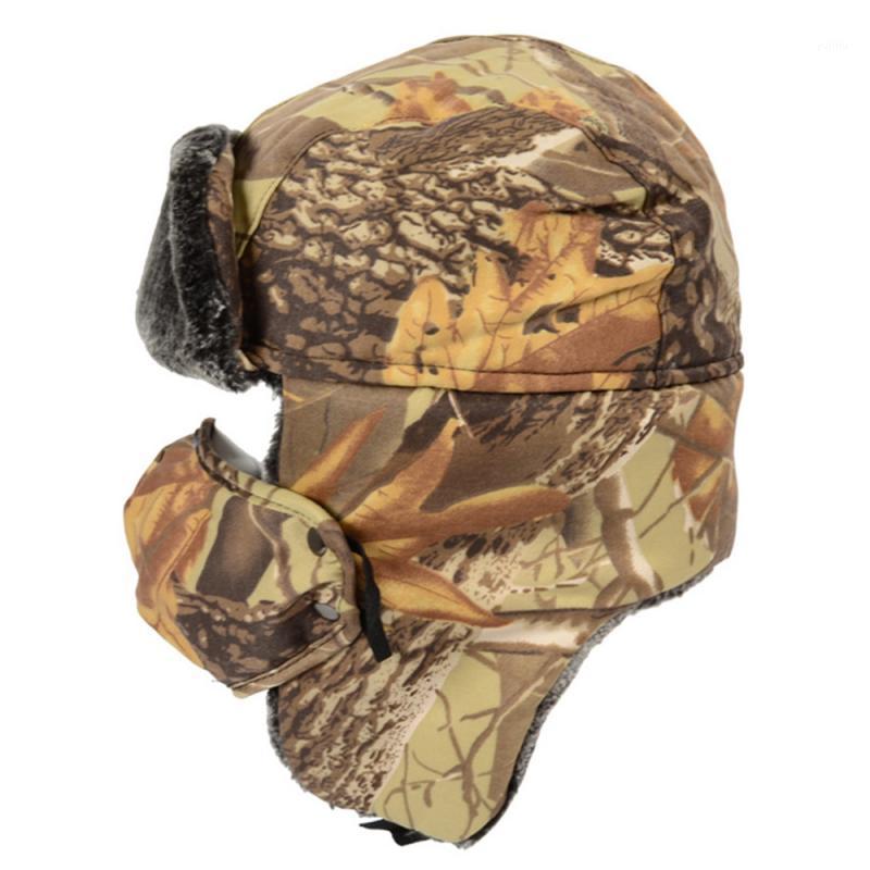 

Trend Winter Thermal Bomber Hats Men Women Fashion Ear Protection Face Windproof Ski Cap Velvet Thicken Couple Hat1, Camouflage