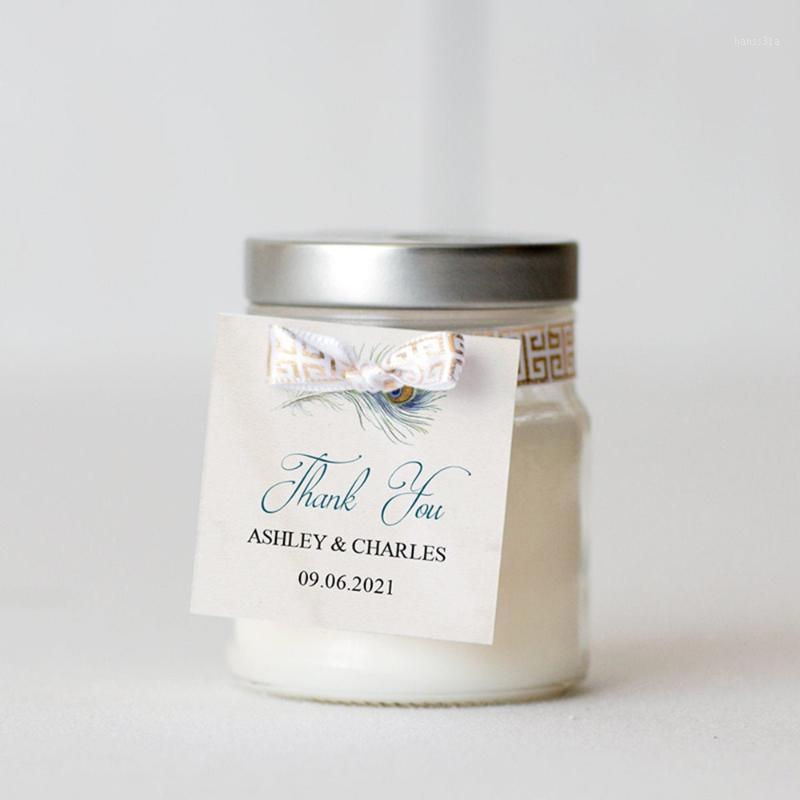 

Boho Wedding Favor Tag "Peacocks Feather" Personalized Wedding Tags Bridal Shower Tags Square or Round1