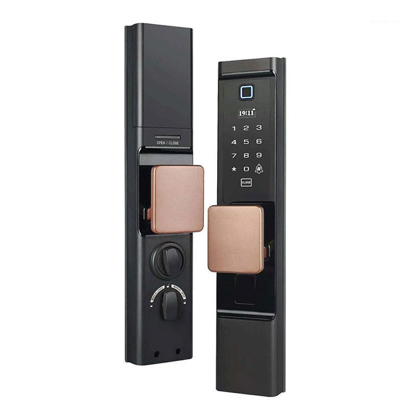 

Automatic Smart Home Security Door Lock System aluminum alloy Wood Digital Fingerprint Lock1