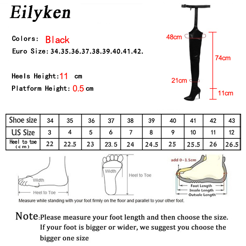 Women BootsEilyken High Quality PU Leather Over Knee Boots Rihanna