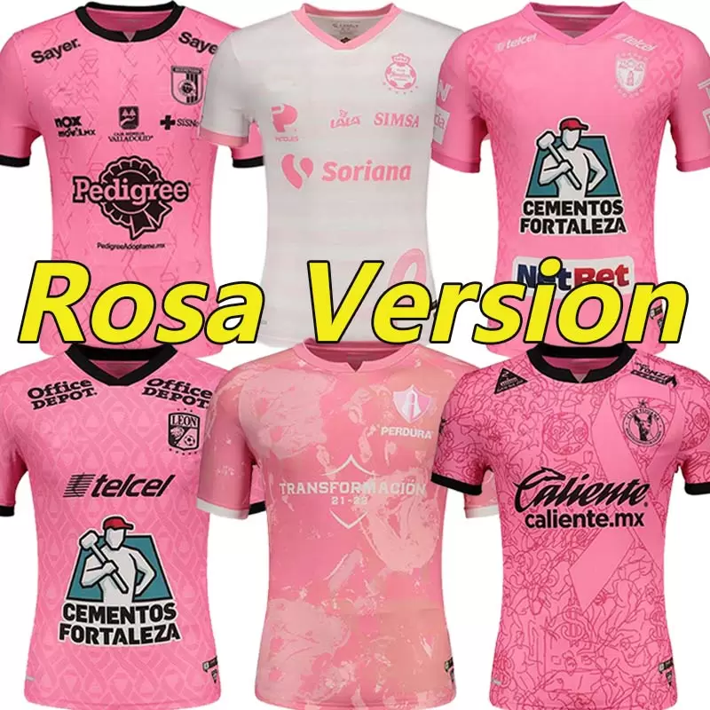 

Santos Laguna jerseys Fútbol Octubre Rosa 2122 Querétaro Pachuca Xolos Tijuana León soccer jersey 2022 pink football shirts leon uniforms