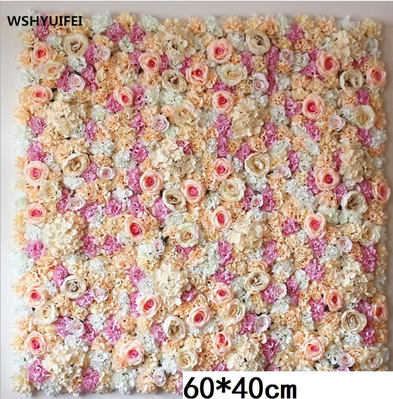 

1pcs 40x60cm Silk Rose Flower Champagne Artificial Flower Wedding home Decoration Wall Romantic Wedding Backdrop Decor