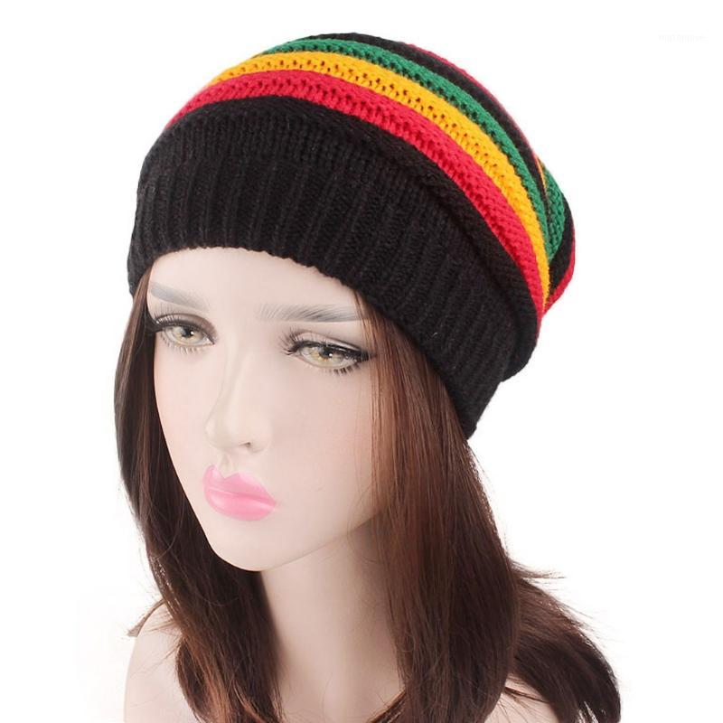 

Women Men Unisex Rainbow Striped Hat Colorful Knitted Beanie Cap Winter Warm New1