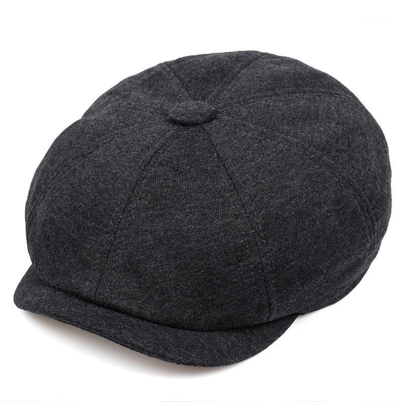 

New Fashion wild Newsboy Cap Men Women Retro beret Hat hip hop berets hats Solid color Retro casual Octagonal hats gorras1, Black