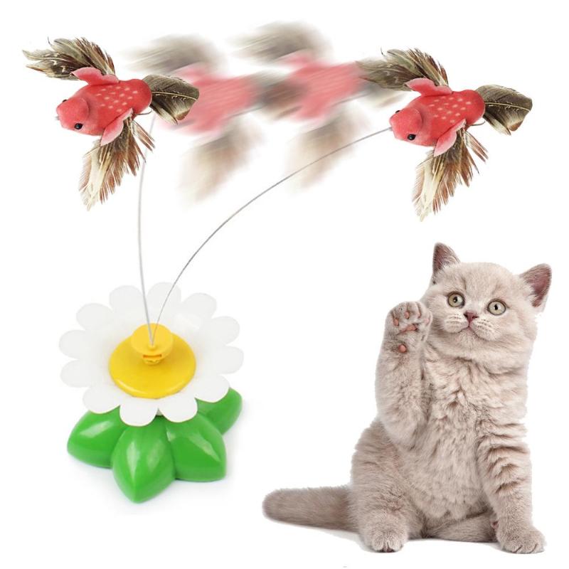 

Electric Cat Toy Rotating Bird Fun Flowers Green Leaf Interactive Cat Scratching Toy