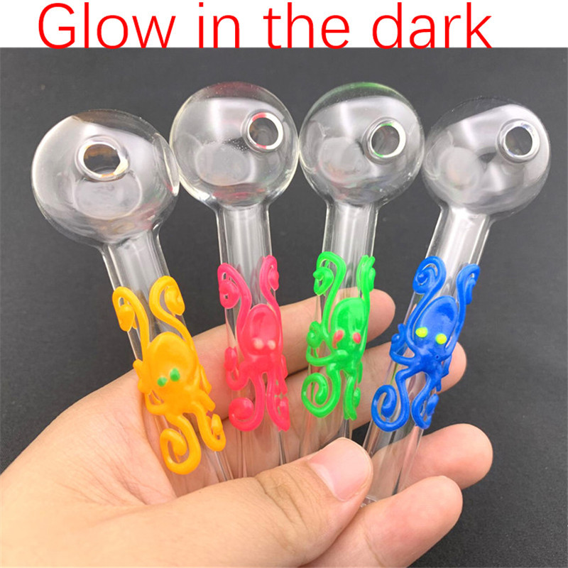 

4Inch dia 30mm ball Pyrex Oil burner pipe Glow in the dark Glass Tube Oil Burning Pipe glass pipes water pipes for smoking