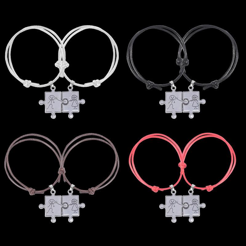 

Best friends puzzle leather charm bracelet for girls students women back to school bracelet friendship cute white color