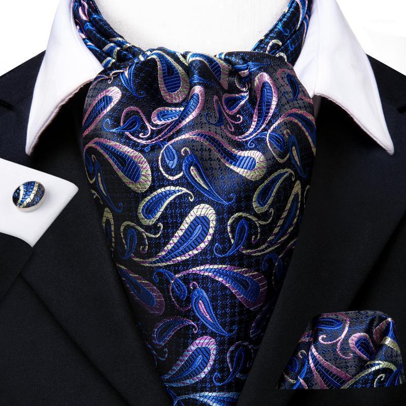 

Hi-Tie Luxury Paisley Cravat for Men Pocket Square Cufflinks and Ascot Scarf Tie New Fashion Men's Casual Ascot Cravat Tie Set1