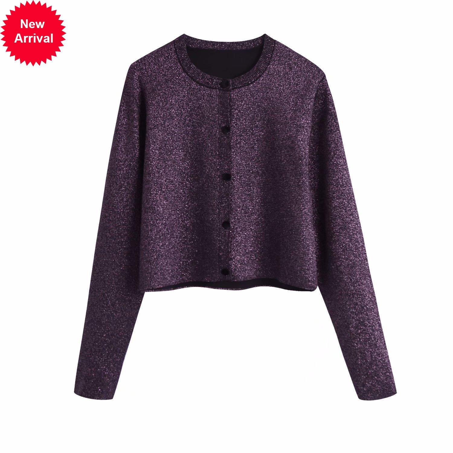 

2021 New Autumn Winter Runway Shiny New Cardigan Woman's Silk Sweater Long Sleeve the Neck Smooth Fashion Stylish Mesh Coat Ecm9, Beige