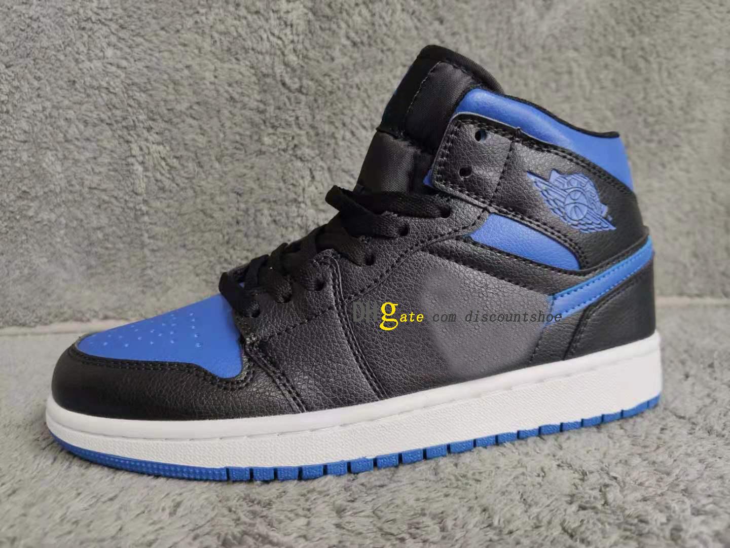 

1 Mid Black Hyper Royal Basketball shoes 1s Mens Womens shoe Sneakers for size 36-46 554724 068, 554724 066