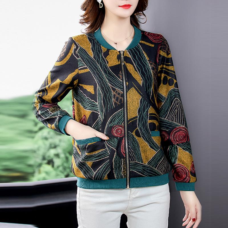 

New 2020 Fashion Winter Women Printed Retro Basic Jacket Bomber Female Casual Loose Warm Jackets Plus Size -4XL Outwear Clothes, Picture