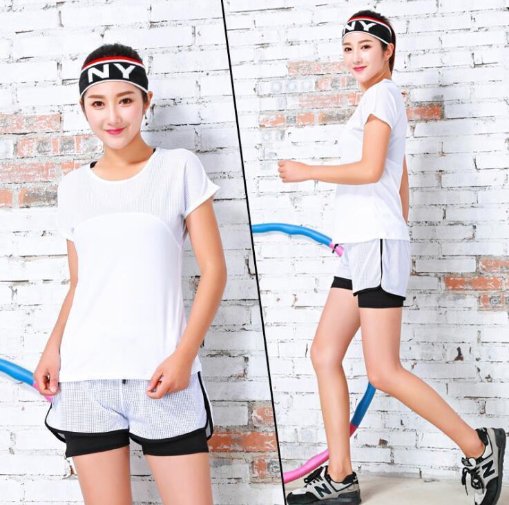 

Running Shirt Pants Shorts Women Yoga Jogging Workout Yoga Sport Suit Set Gym Fitness Clothes Athletic Tights Clothes For Female1, Black