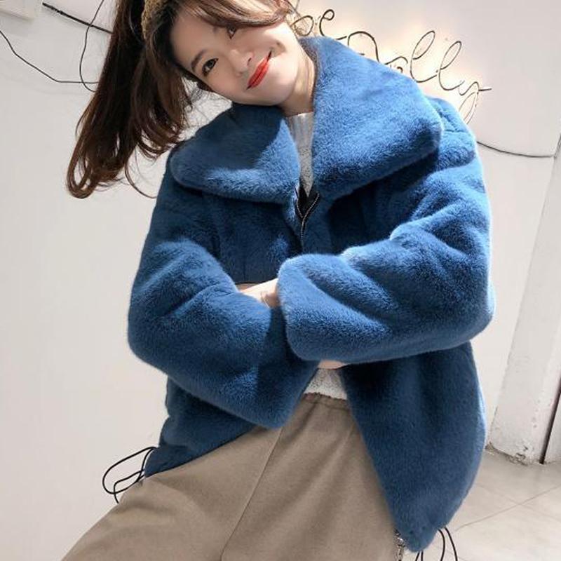 

Winter 2020 fur coat warm padded short fur Standing collar faux coat plus size, Green