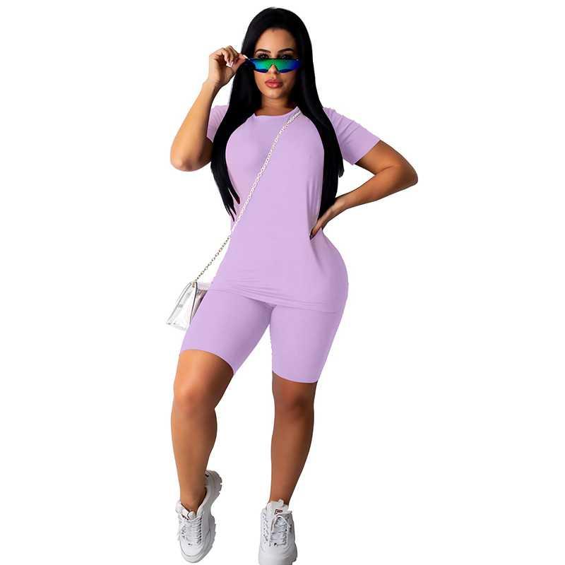 

Women Sport Fitness Solid Tracksuit Short Sleeve Pullover Top High Waist Shorts Exercise Yoga Running Female Quick Dry Suit, Purple