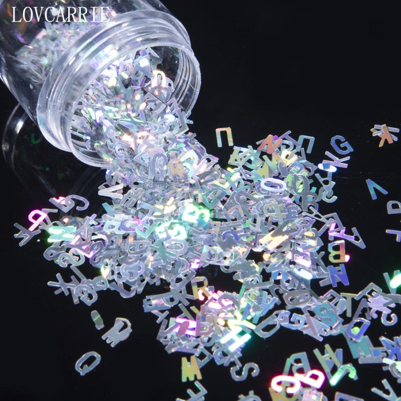 

1 Box Nail Art Letter Charms Holographic Alphabet Nails Part Accessories Sparkle Shine Stickers Decorations for Nails Designer