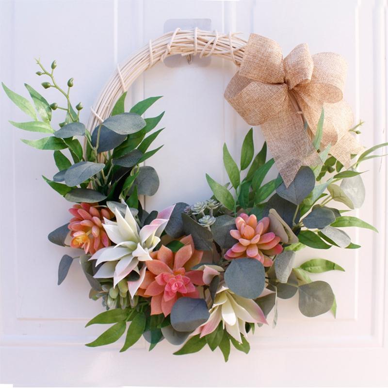 

Artificial Hanging Flower Garland Wedding Decor Succulent Fake Flower Wreath Garden Window Walls Front Door Christmas Garland, Style 1