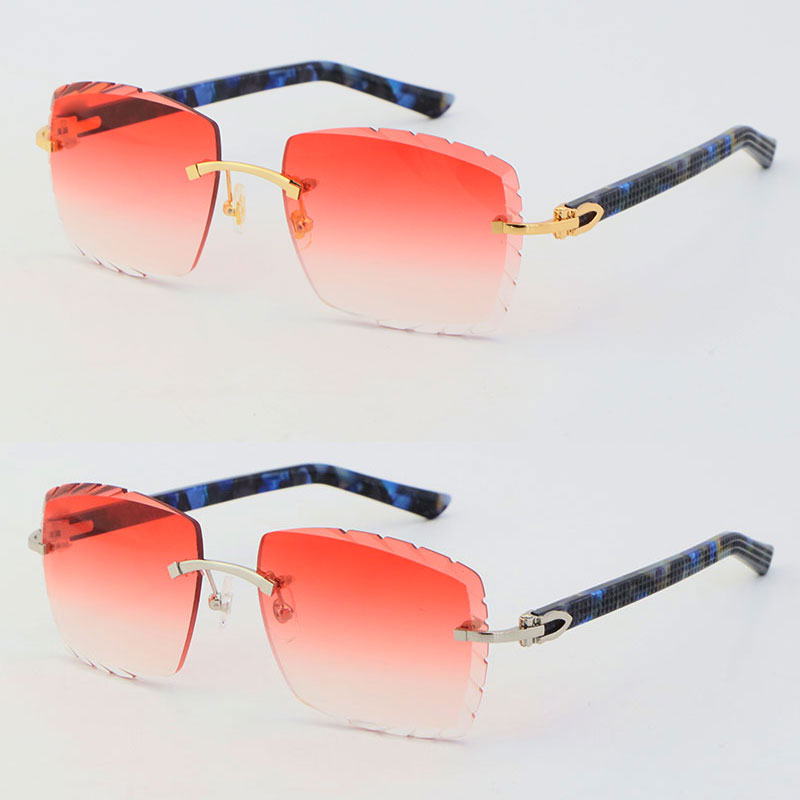 

Wholesale Selling Latest Glasses Marble Blue Plank Rimless Sunglasses 3524012-A Fashion High Quality Male and Female 18K Gold Metal Frame Eyewear Mixed Color Lens
