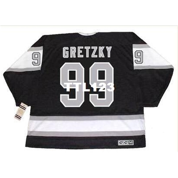 

121 #99 WAYNE GRETZKY Los Angeles Kings 1989 CCM Vintage Away Hockey Jersey or custom any name or number retro Jersey, Black