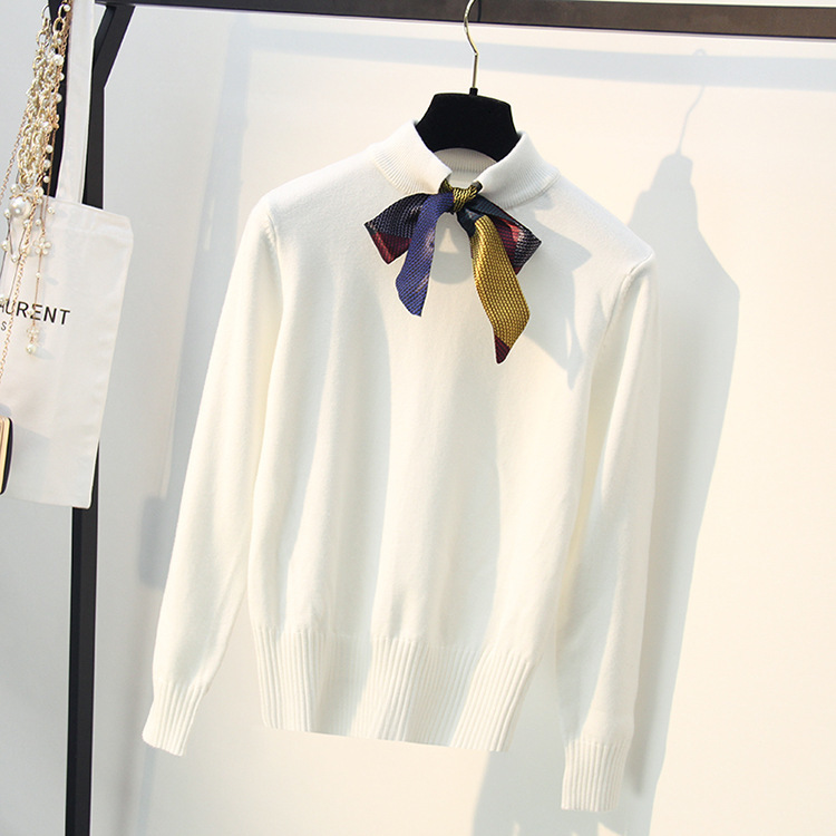 

2021 New Butterfly Collar Women Autumn Winter Thick Warm Campus Girl Pullover Sweater Knitted Female Jumper Tops Pull D6eh, White