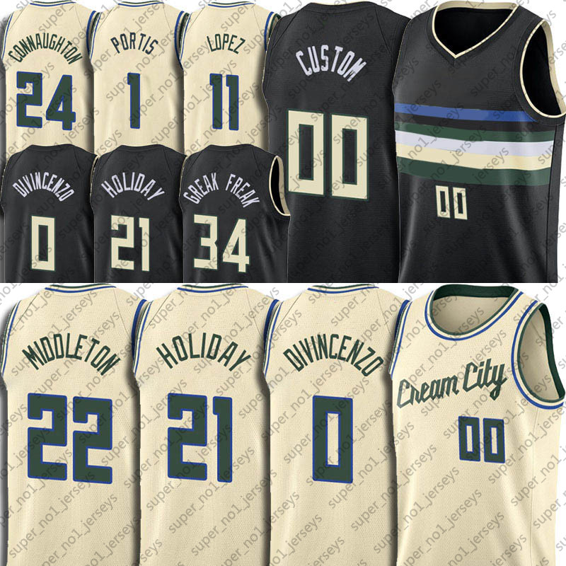 

Custom Milwaukees Jersey 21 Jrue Donte Holiday DiVincenzo Jersey Khris Brook Middleton Lopez Jerseys Wilson Augustin PORTIS, Custom (xionglu)