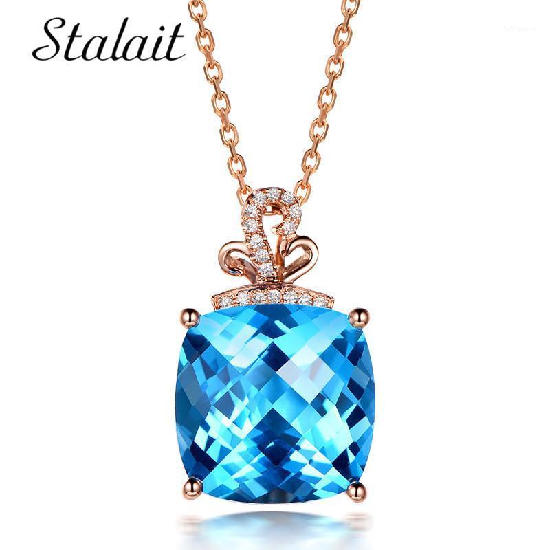 

Luxury Gift Shape Square Blue Crystal Necklaces Pendants Rose Gold Jewelry Fashion Daily-Life Women Accessories Best Friend Gift1