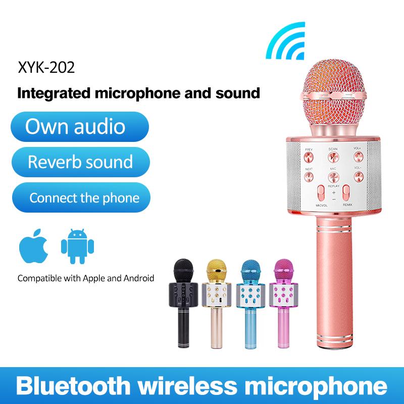 

Wireless Karaoke Microphone Bluetooth Handheld Portable Speaker Home KTV Player Handheld Microfone stand radio studio recording