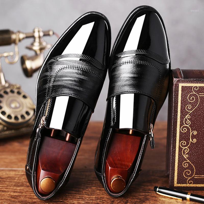 

2020 NEW Mens Dress Shoes Pointed Toe Leather Formal Shoes Men Oxfords Lace Up Men's For Wedding Business Big Size 38-481, Brown 1