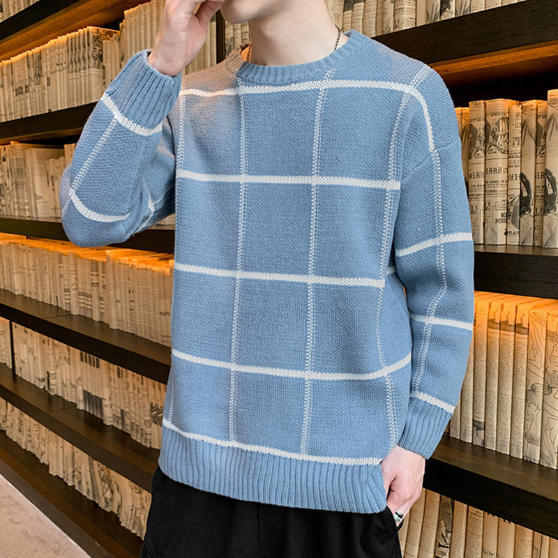 

2021 High quality Male Sweater Fall Winter Around the Neck Young Chess Line Clothing Knitted Shirt Background MB9T, Xl