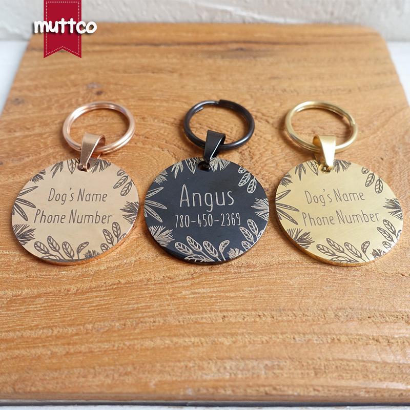 

Retailing self-design personalized design stainless steel dog tag dog round tag can crave name for pet 3 colours, Black