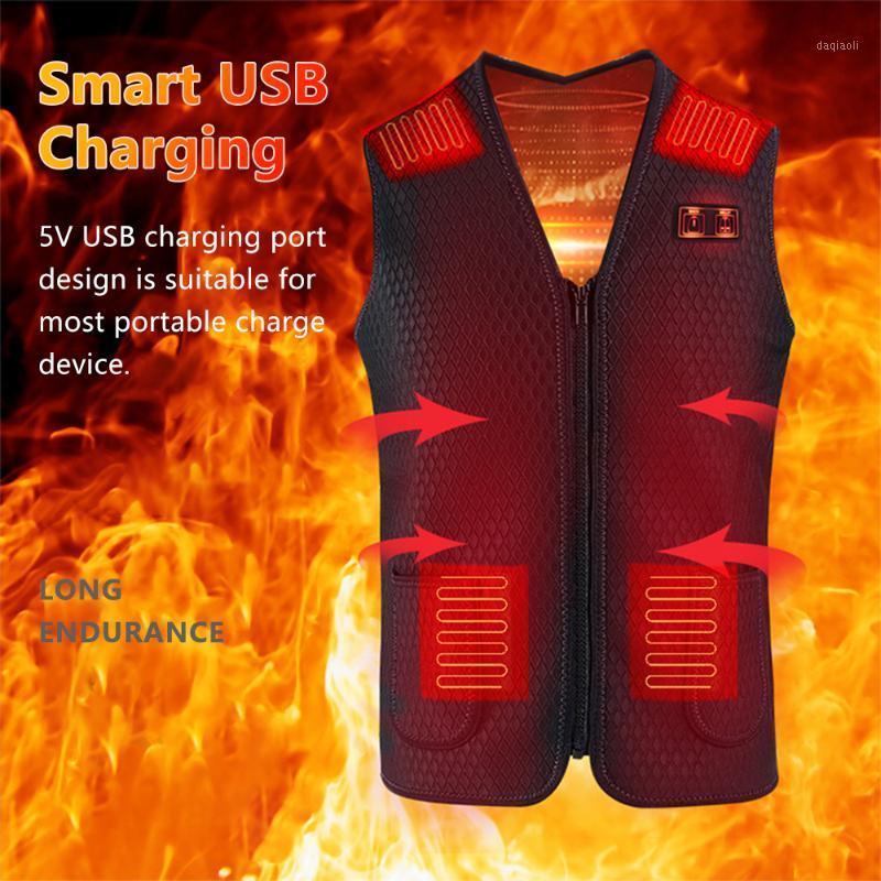 

7 Areas Heated Vest Jacket USB Men Women Winter Warm Electrical Heating Sleevless Jacket Outdoor Hunting Waistcoat Hiking Vest1, Black