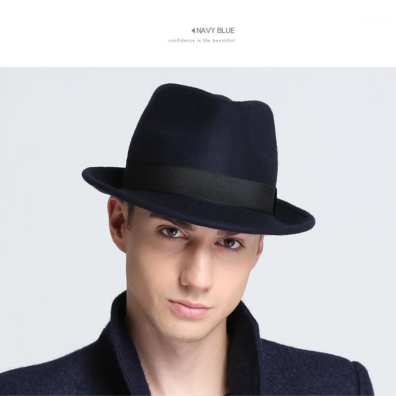 

Wide Brim Hats Men's Hat Knight Wool Jazz British Autumn Winter Casual Felt Black Top1