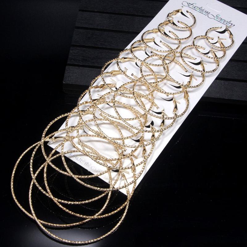 

12 pair Oversize Big Circle Hoop Earring Set For Women Simple Punk Style Brincos Round Earrings Party Jewelry Gift