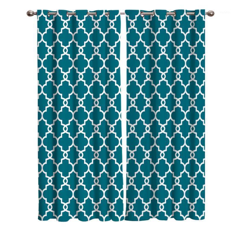 

Moroccan Blue Pattern Window Treatments Curtains Valance Bathroom Indoor Decor Kids Curtain Panels With Grommets Window1, As pic