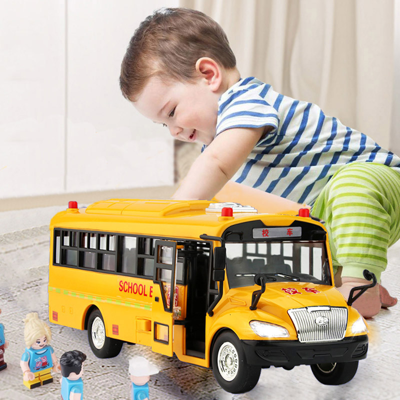 

Vehicle Large Diecast Size Inertia & School Model Car with Lighting Music Campus Bus Toys for Children Gifts