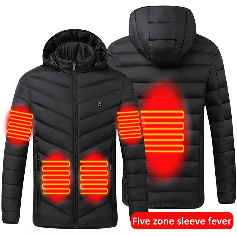 

Electric heated jacket outdoor sports coat winter warm coat with cap and USB electric heating waterproof jacket S-4XL1, Red