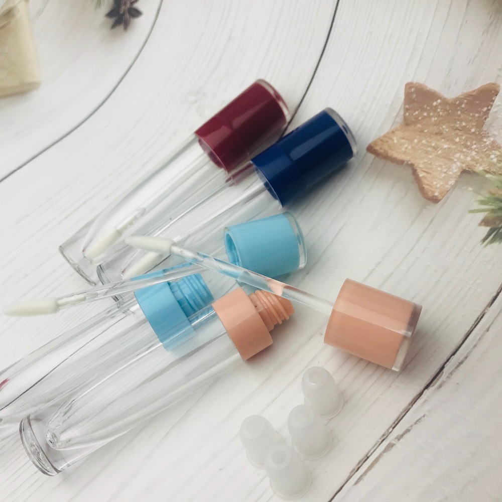 50/7ml Empty Lip Gloss Tube Clear Lip Glaze Bottle Light Blue Cap,DIY