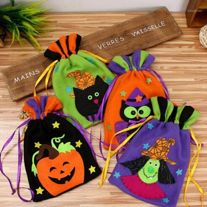 

New Fashion Halloween Tote Bag Children's Festival Candy Bag Witch Pumpkin Drawstring Party Dress Up Props1