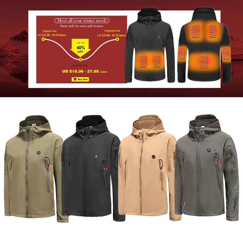 

Outdoor Winter Electric Heating Jacket USB Charge Waistcoat Clothes Motorcycle Riding Bike Sportswear Intelligent Heat Skiing He, Army green