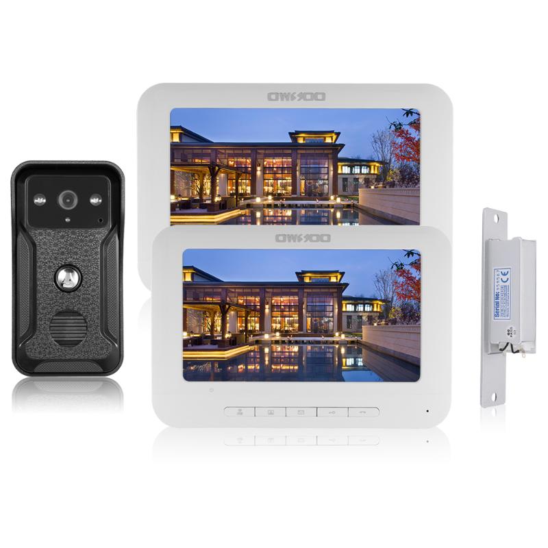 

OWSOO 7 inch Wired Video Doorbell Door Lock 2Indoor Monitor IR-CUT Outdoor Camera Visual Intercom Remote Unlock Video Door Phone