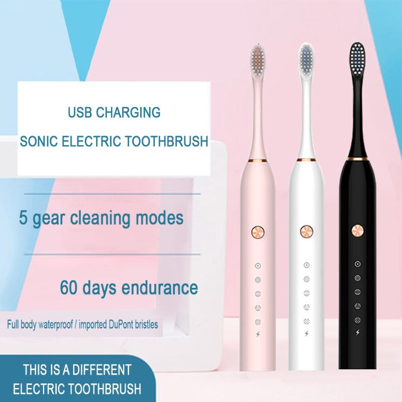 

Adult Electric Toothbrush Washable Acoustic Wave USB Rechargeable Toothbrush Electric Tooth Brush Replacement Brush Heads hot se