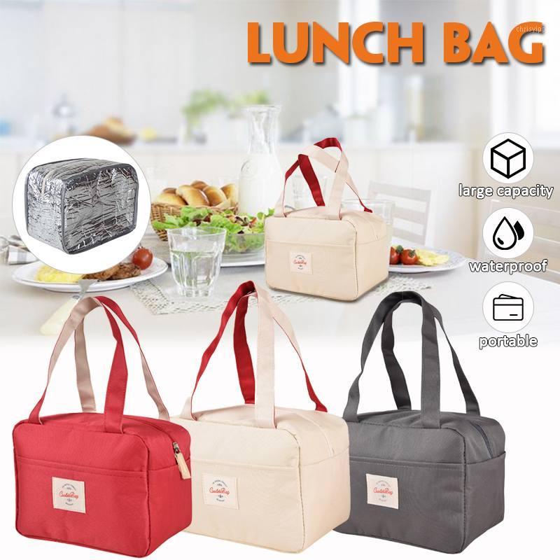 

Portable Insulated Lunch Bag Tote Cooler Handbag Bento Pouch Dinner Container Storage Bag for Women Children Students1, Beige