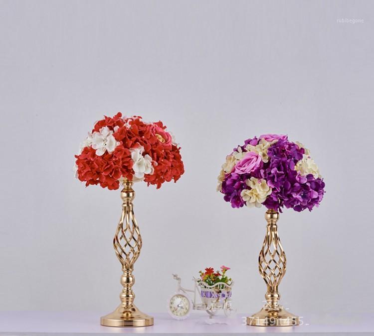 

European style gold plated iron flower vase metal candle holder stick wedding centerpiece event road lead prop1