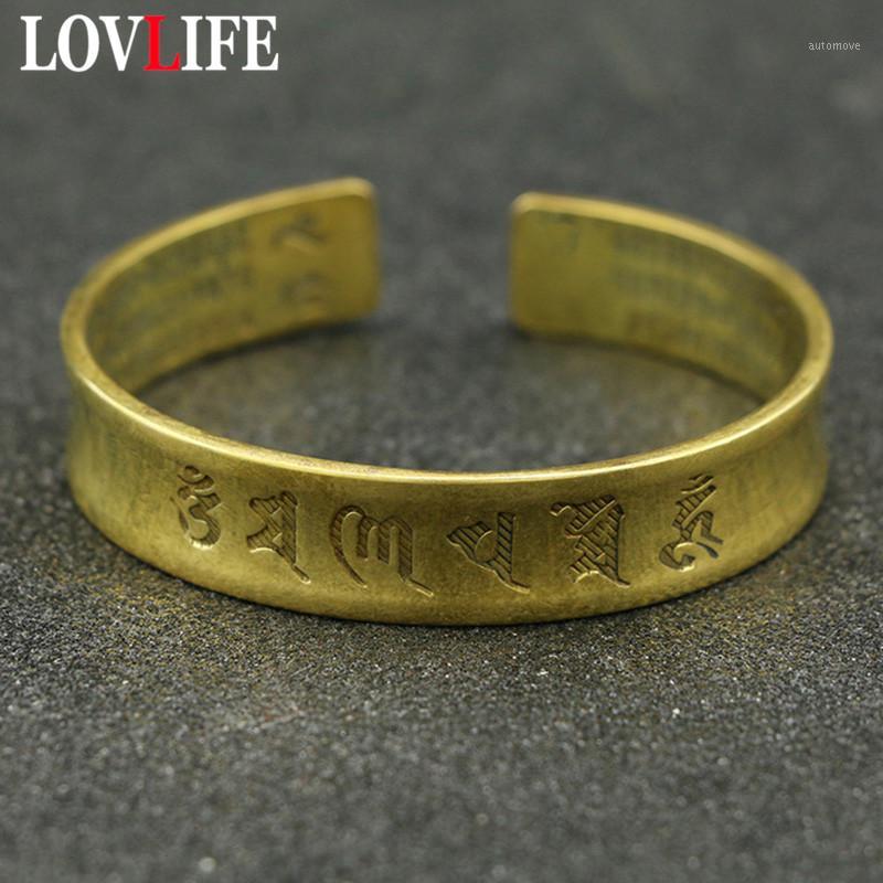 

Brass Buddhist Scriptures Cuff Bangles Pure Copper Buddhism Mantra Lucky Bracelets Vintage Adjustable Women Men Hands Jewelry1
